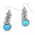 Swirly Leaf Design Earrings set with a Large Oval Opal